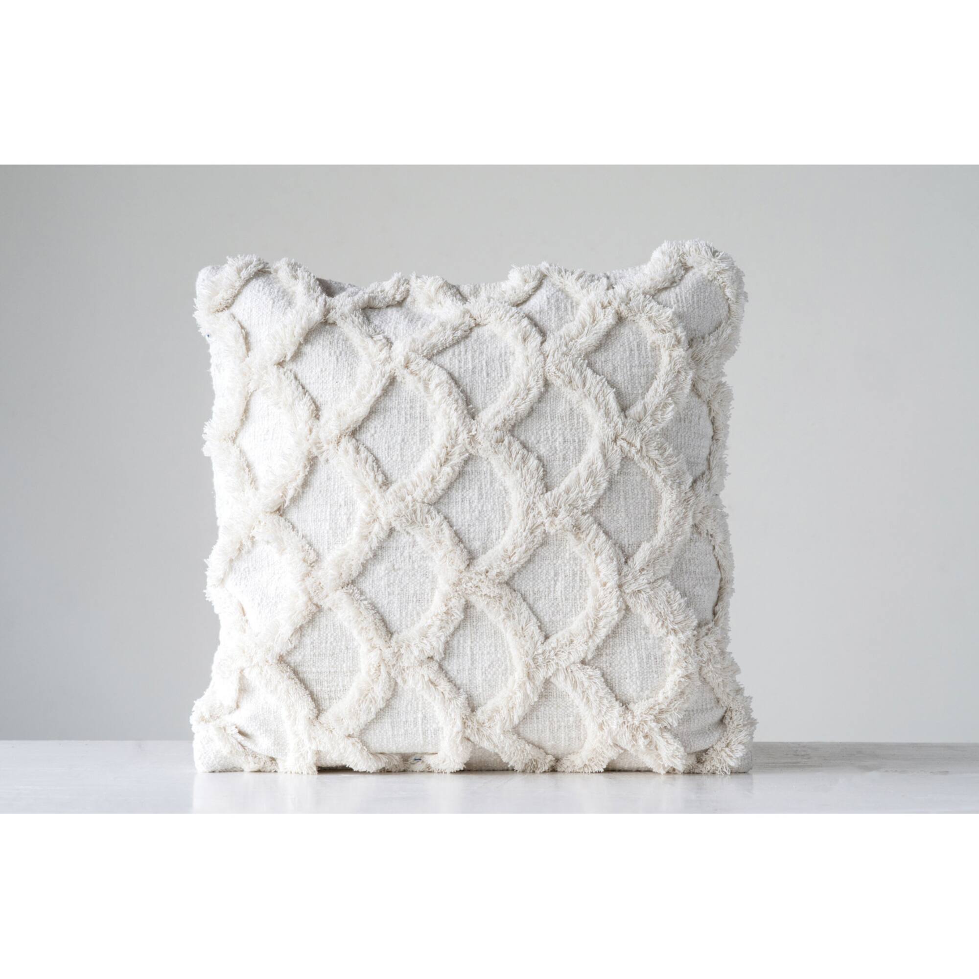 White Chenille Cotton Pillow